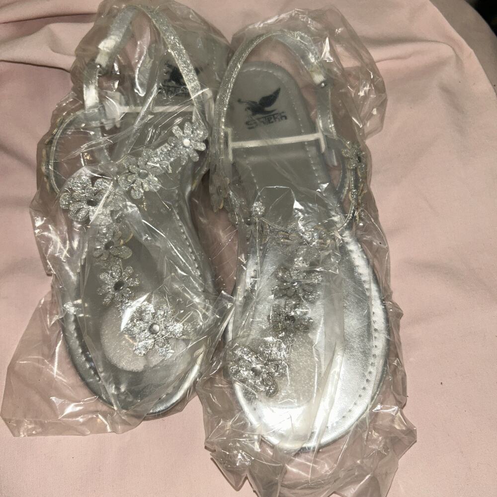 womens silver glitter sandals size 6 new